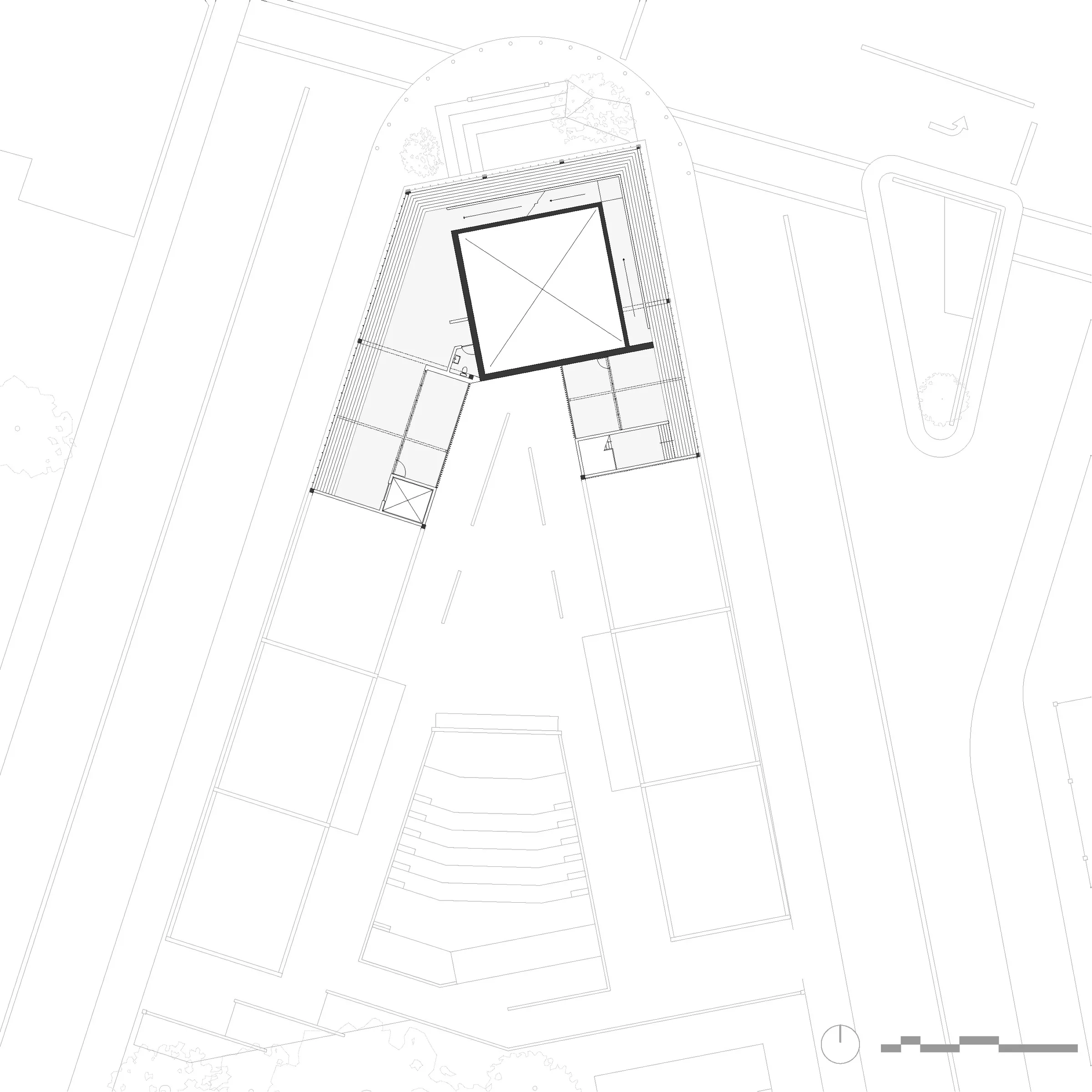 Third-floor plan of the theater complex — from Jack Rusk's Everyday Acts, a community theater on Dixwell Avenue (Yale School of Architecture, Fall 2020)
