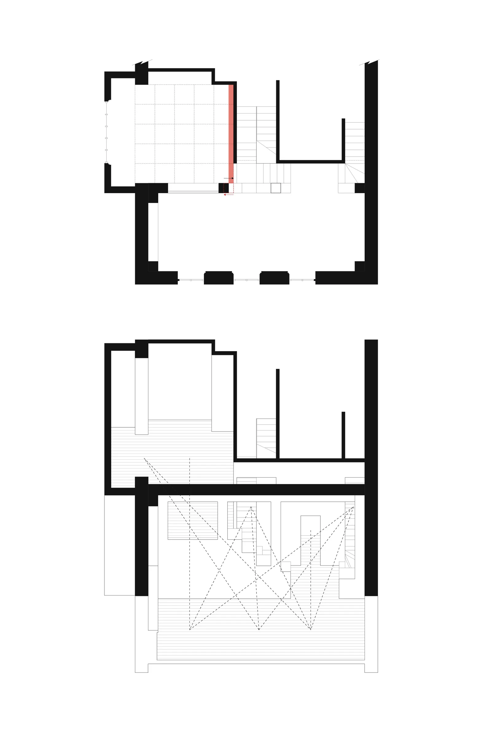 Plans analysing the stacked rooms of Adolf Loos's Villa Müller — from Jack Rusk's Formal Analysis studies (Yale School of Architecture, Fall 2019)